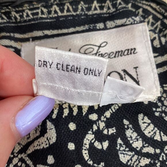 Rickie Freeman for Teri Jon 100% linen vintage printed short sleeve blazer sz 8 - Picture 5 of 7